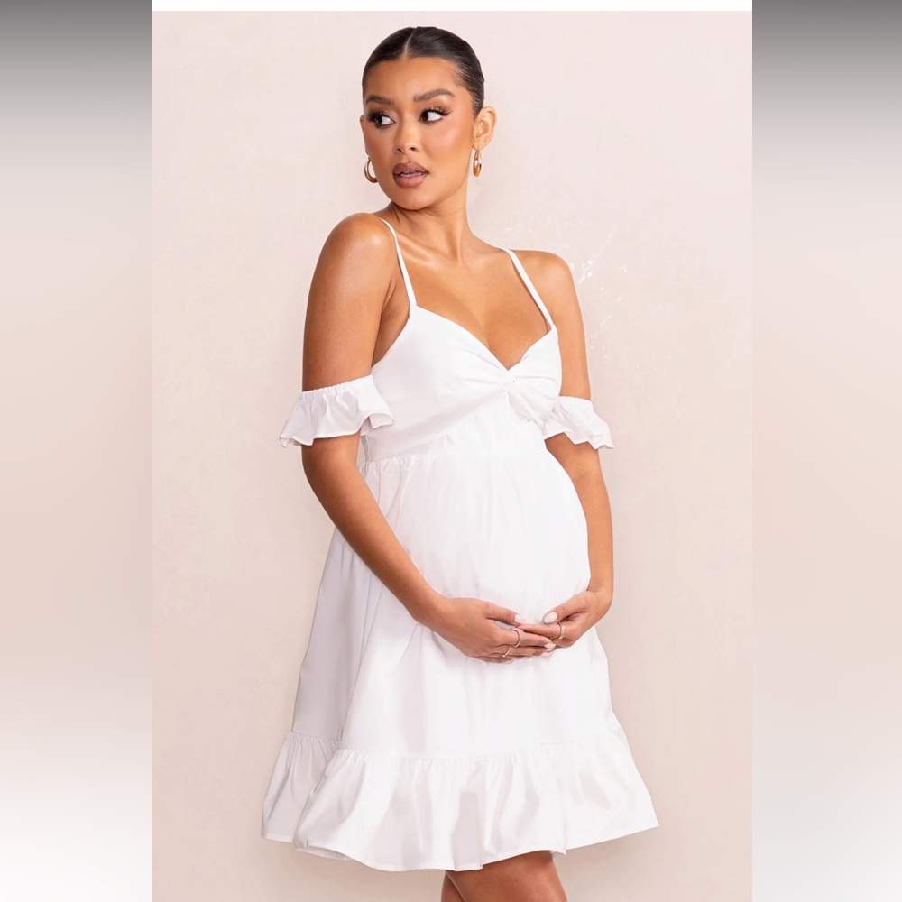 Club London Kai White Maternity Babydoll Dress